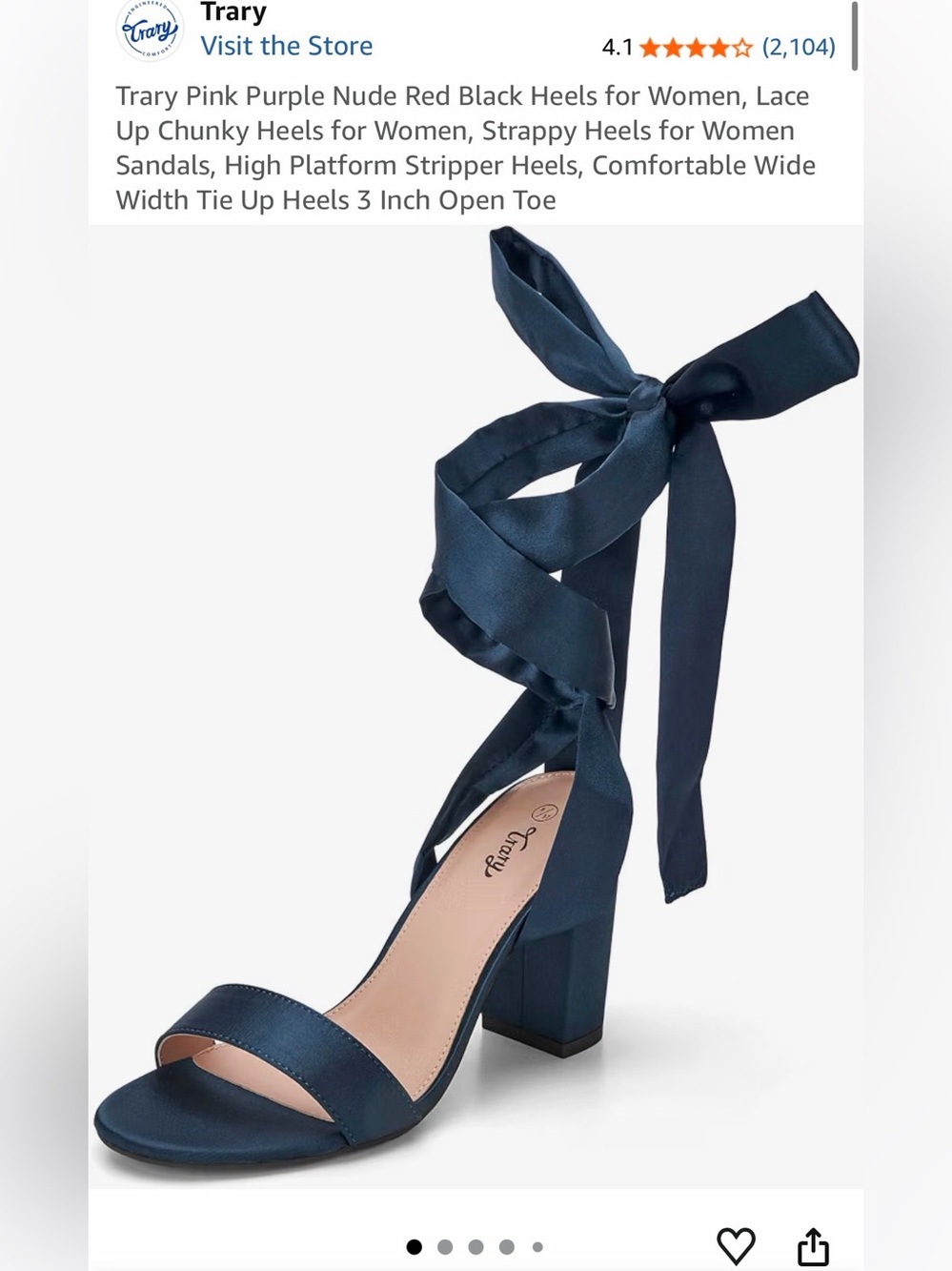 Trary Navy Satin Wrap-Ankle Block Heels